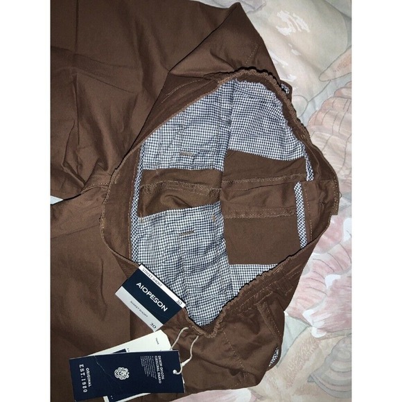 NWT AIOPEOSN -Street Shorts Elastic Waist Casual Chino Shorts Brown Size 30 - Picture 7 of 7